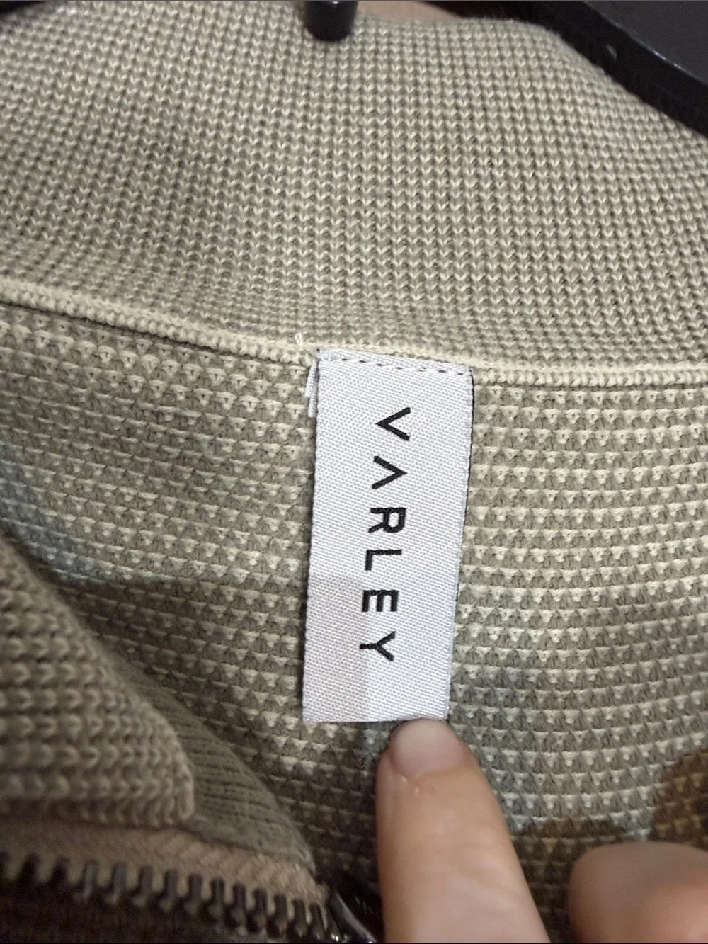 Varley Waffle-Knit Zip Pullover in Light Sage